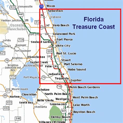 MAP Florida East Coast Beaches Map